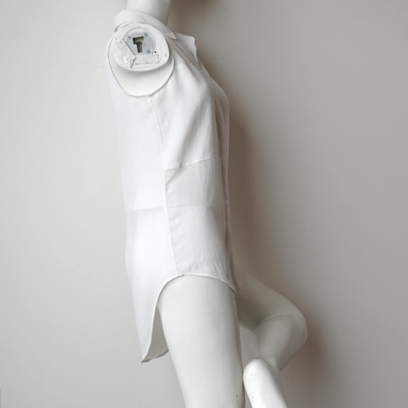 THEORY Sleeveless Button Front Blouse - White - Size Small - Picture 4 of 10